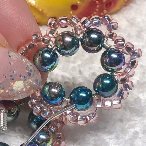 🤩🌈beautiful hoop earrings blue/pink silver/rhinestone-shiny Swarovski - Picture 2 of 9